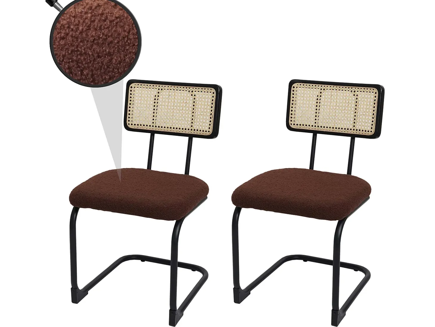 Silla basculante MCW-K88 (juego de 2), Tela/Textil marrón