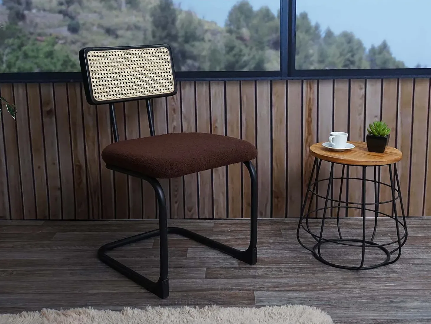Silla basculante MCW-K88 (juego de 2), Tela/Textil marrón