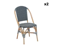 Silla bistró de ratán y polirratán, set de 2 negro