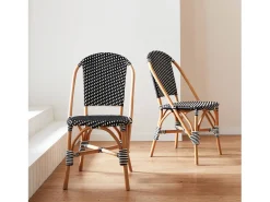 Silla bistró de ratán y polirratán, set de 2 negro