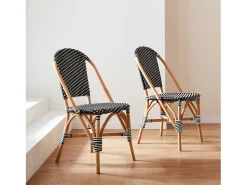 Silla bistró de ratán y polirratán, set de 2 negro