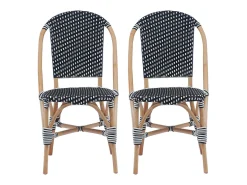 Silla bistró de ratán y polirratán, set de 2 negro