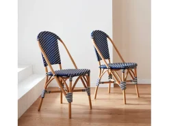 Silla bistró de ratán y polirratán, set de 2 azul