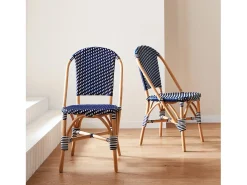 Silla bistró de ratán y polirratán, set de 2 azul