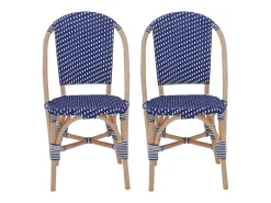 Silla bistró de ratán y polirratán, set de 2 azul