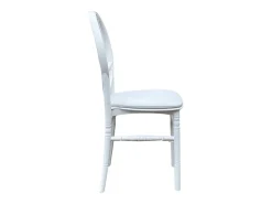 Silla blanca con cojín nuevo de polipiel phoenix en plástico monobloque