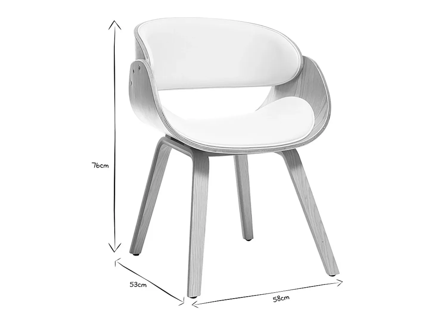 Silla blanca y madera clara BENT