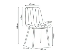 Silla BRUCE Terciopelo Gris, dimensiones: H86 x L45 x P55 cm, ideal para un comedor de diseño moderno.