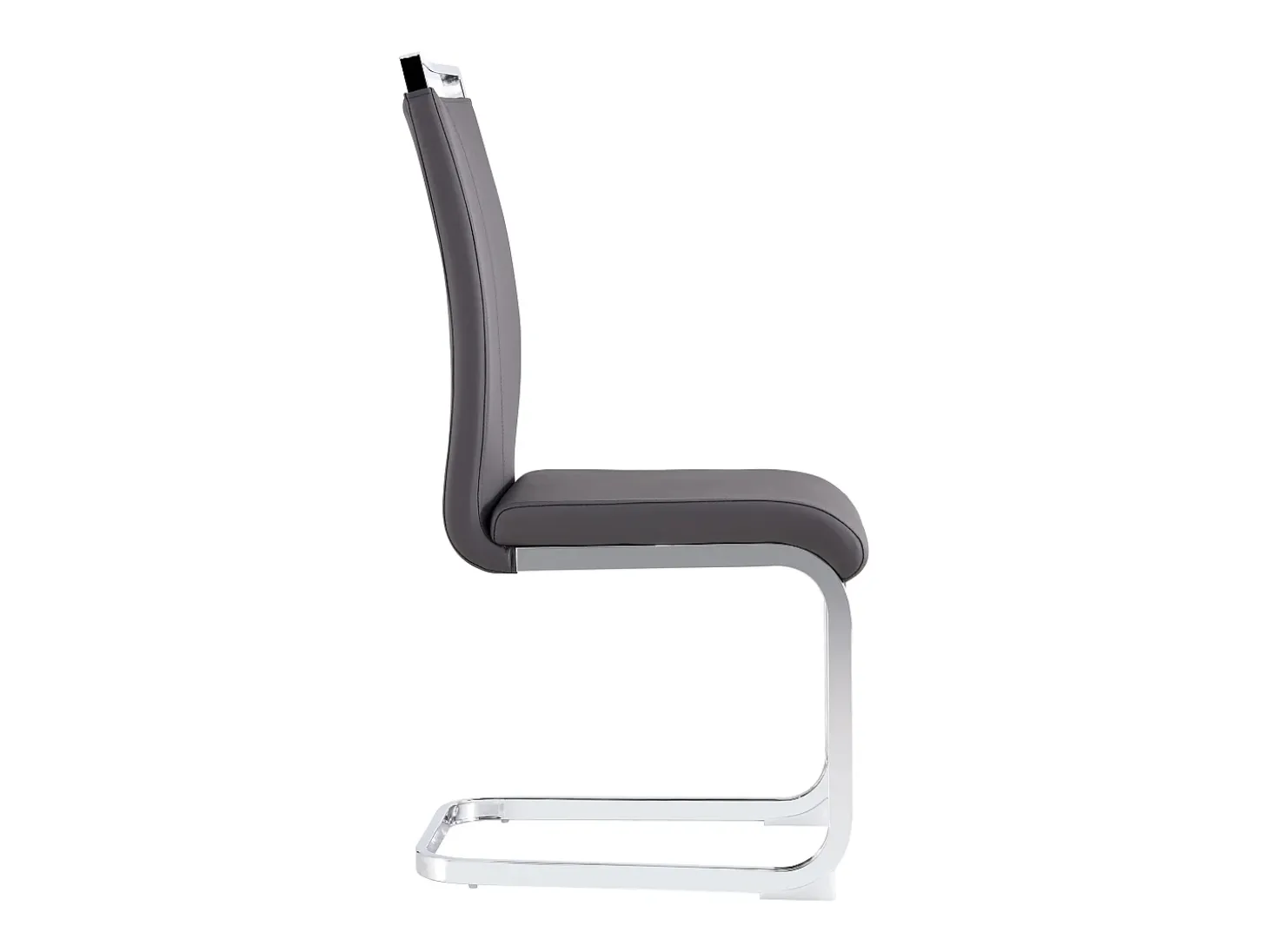 Silla cantilever con estructura de metal cromado, tapizado de PU, gris (48x42x52 cm)