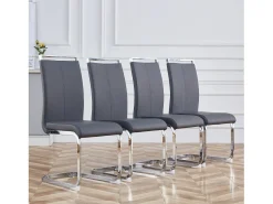 Silla cantilever con estructura de metal cromado, tapizado de PU, gris (48x42x52 cm)