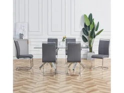 Silla cantilever con estructura de metal cromado, tapizado de PU, gris (48x42x52 cm)