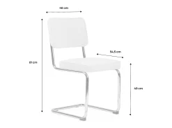 Silla cantilever con rizos texturizados, set de 2 blanco roto