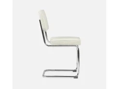 Silla cantilever con rizos texturizados, set de 2 blanco roto