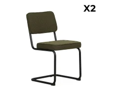 Silla cantilever de borreguito texturizado, set de 2 verde