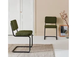Silla cantilever de borreguito texturizado, set de 2 verde