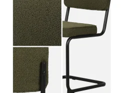 Silla cantilever de borreguito texturizado, set de 2 verde