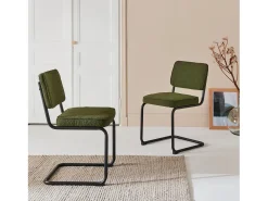 Silla cantilever de borreguito texturizado, set de 2 verde