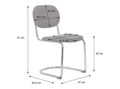 Silla cantilever redondeada de metal, borreguito texturizado y patas