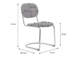 Silla cantilever redondeada de metal, borreguito texturizado y patas