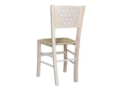 Silla Capri de madera cruda para pintar con asiento de paja