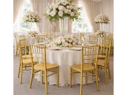 Silla Chiavari en plástico de latón amarillo, modelo reforzado