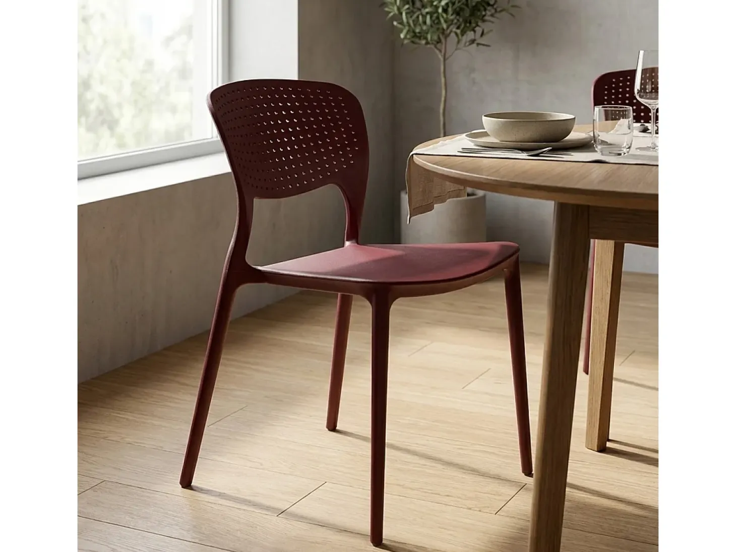 Silla cocina bar polipropileno apilable exterior interior Garden Giulietta - Marrón