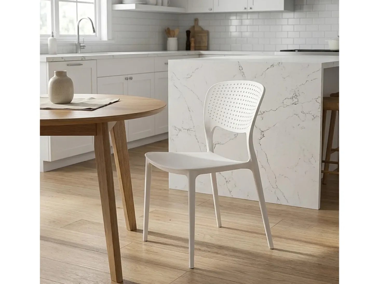 Silla cocina bar polipropileno apilable exterior interior Garden Giulietta - Blanco
