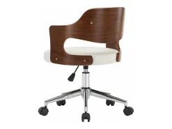 Silla comedor giratoria madera curvada cuero sintético blanco ES204934