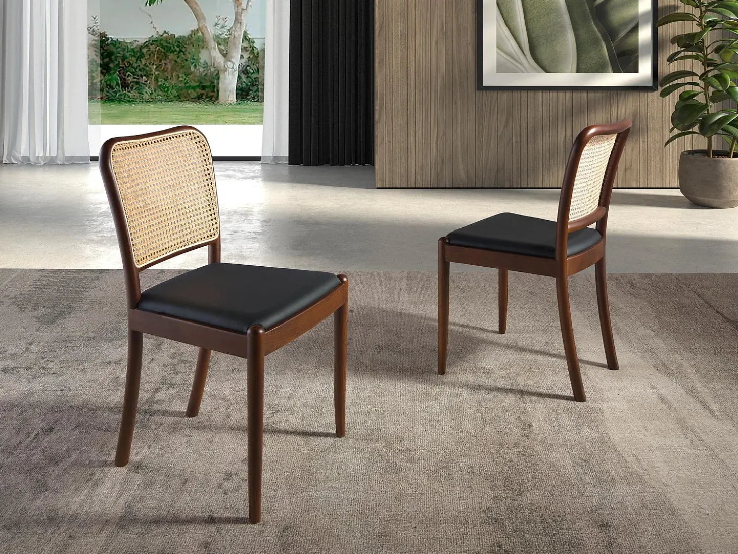 Silla comedor respaldo rattán cuadrada 4094 ANGEL CERDA
