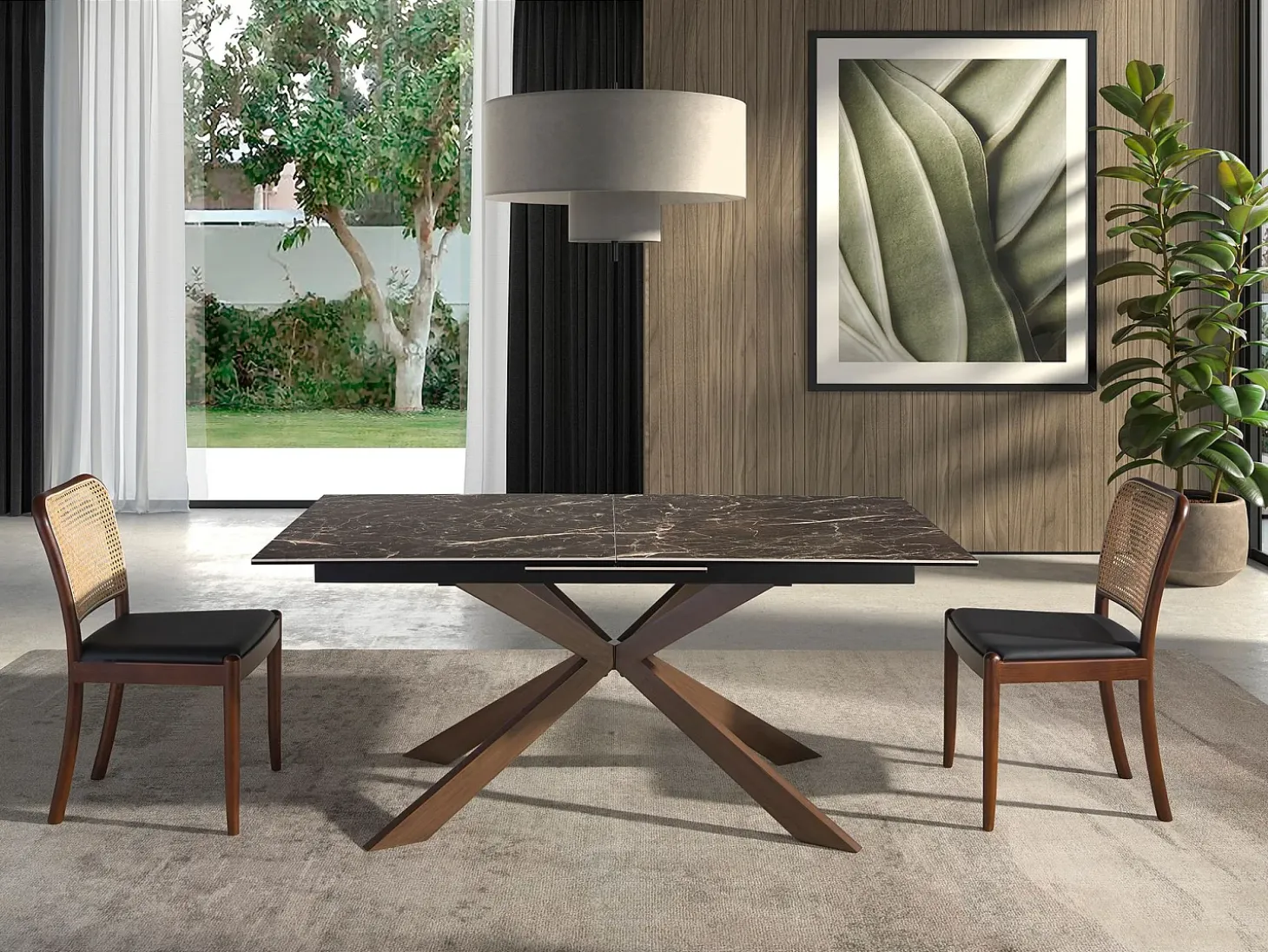 Silla comedor respaldo rattán cuadrada 4094 ANGEL CERDA