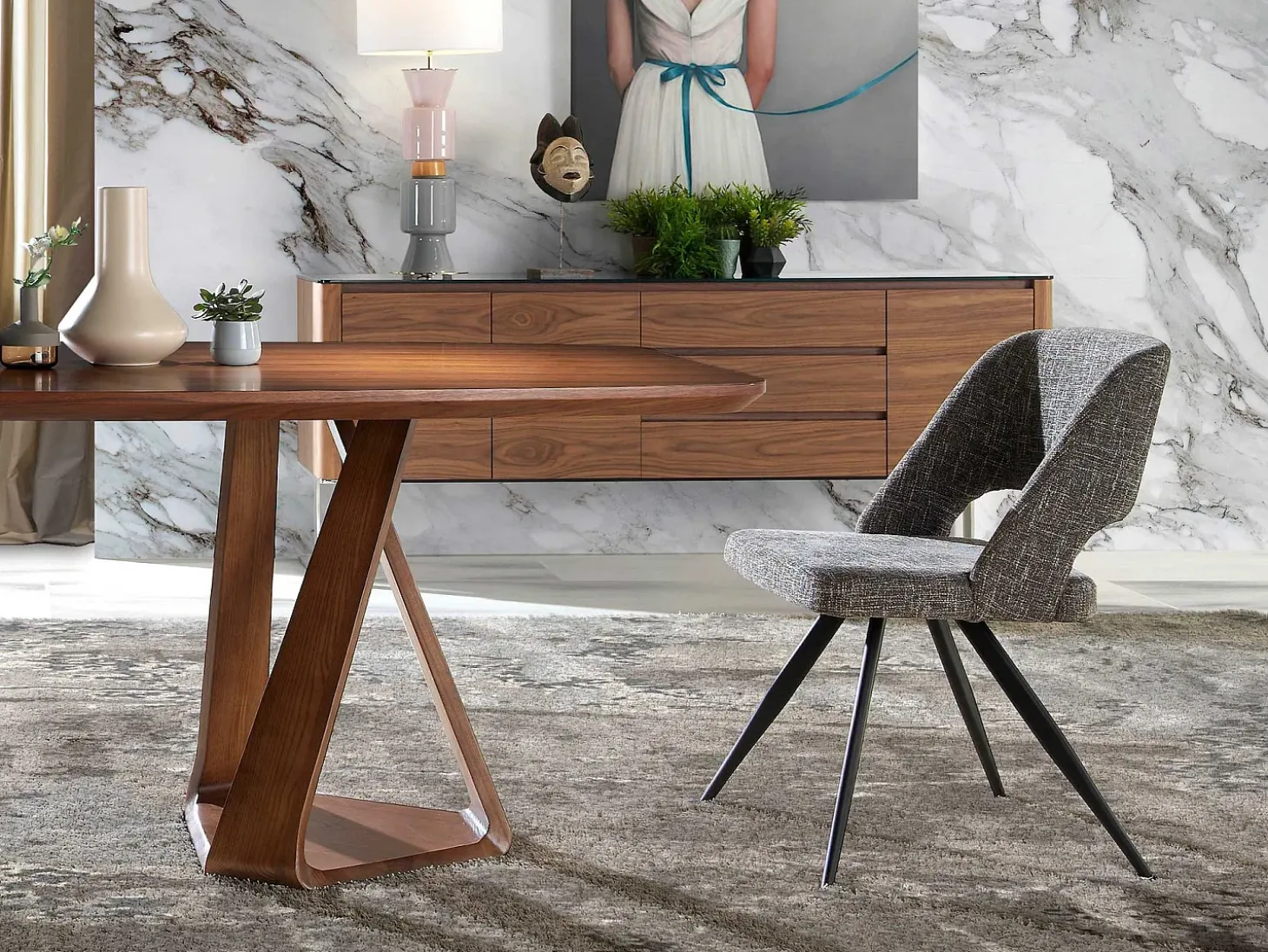 Silla comedor tapizada tela gris 4010 ANGEL CERDA