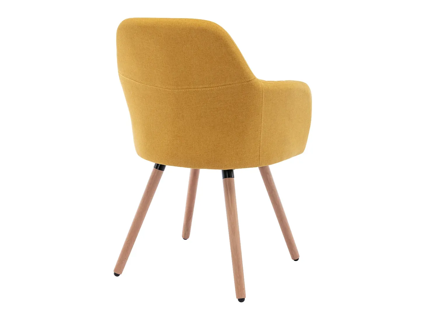 Silla con brazos - Tela y metal efecto madera - Amarillo - ELEANA