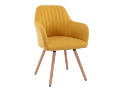 Silla con brazos - Tela y metal efecto madera - Amarillo - ELEANA