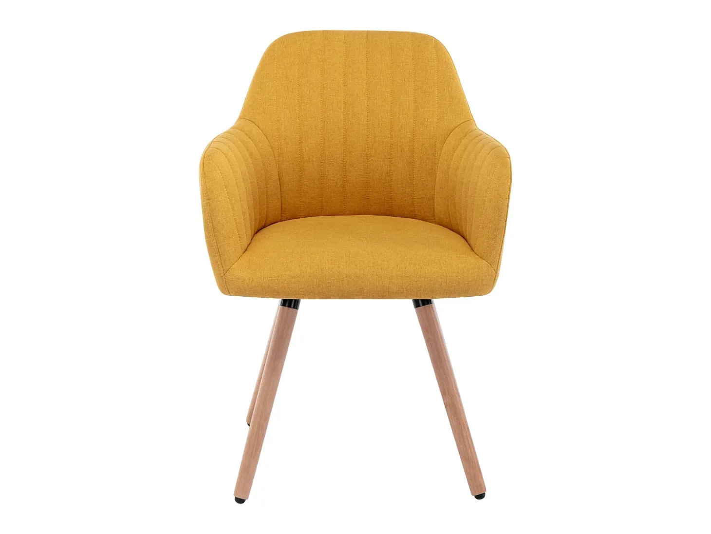 Silla con brazos - Tela y metal efecto madera - Amarillo - ELEANA