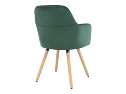 Silla con brazos - Terciopelo y metal efecto madera - Verde oscuro - ELEANA