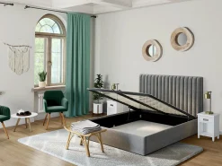 Silla con brazos - Terciopelo y metal efecto madera - Verde oscuro - ELEANA