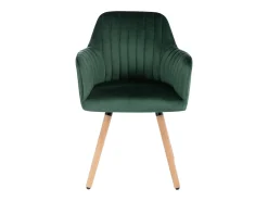 Silla con brazos - Terciopelo y metal efecto madera - Verde oscuro - ELEANA