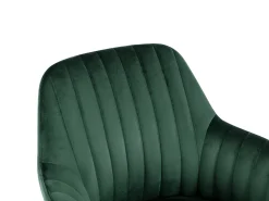 Silla con brazos - Terciopelo y metal efecto madera - Verde oscuro - ELEANA