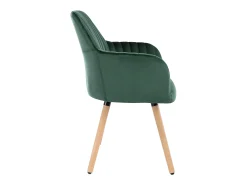 Silla con brazos - Terciopelo y metal efecto madera - Verde oscuro - ELEANA