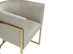 Silla con brazos - Terciopelo y metal - Beige y dorado - PERIA