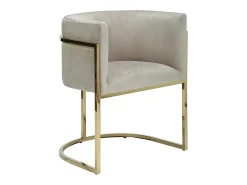 Silla con brazos - Terciopelo y metal - Beige y dorado - PERIA