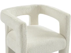 Silla con brazos de tela bouclé y metal - Blanco - SOFANA