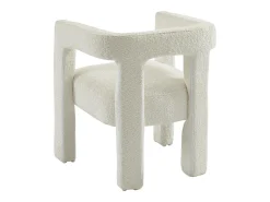 Silla con brazos de tela bouclé y metal - Blanco - SOFANA