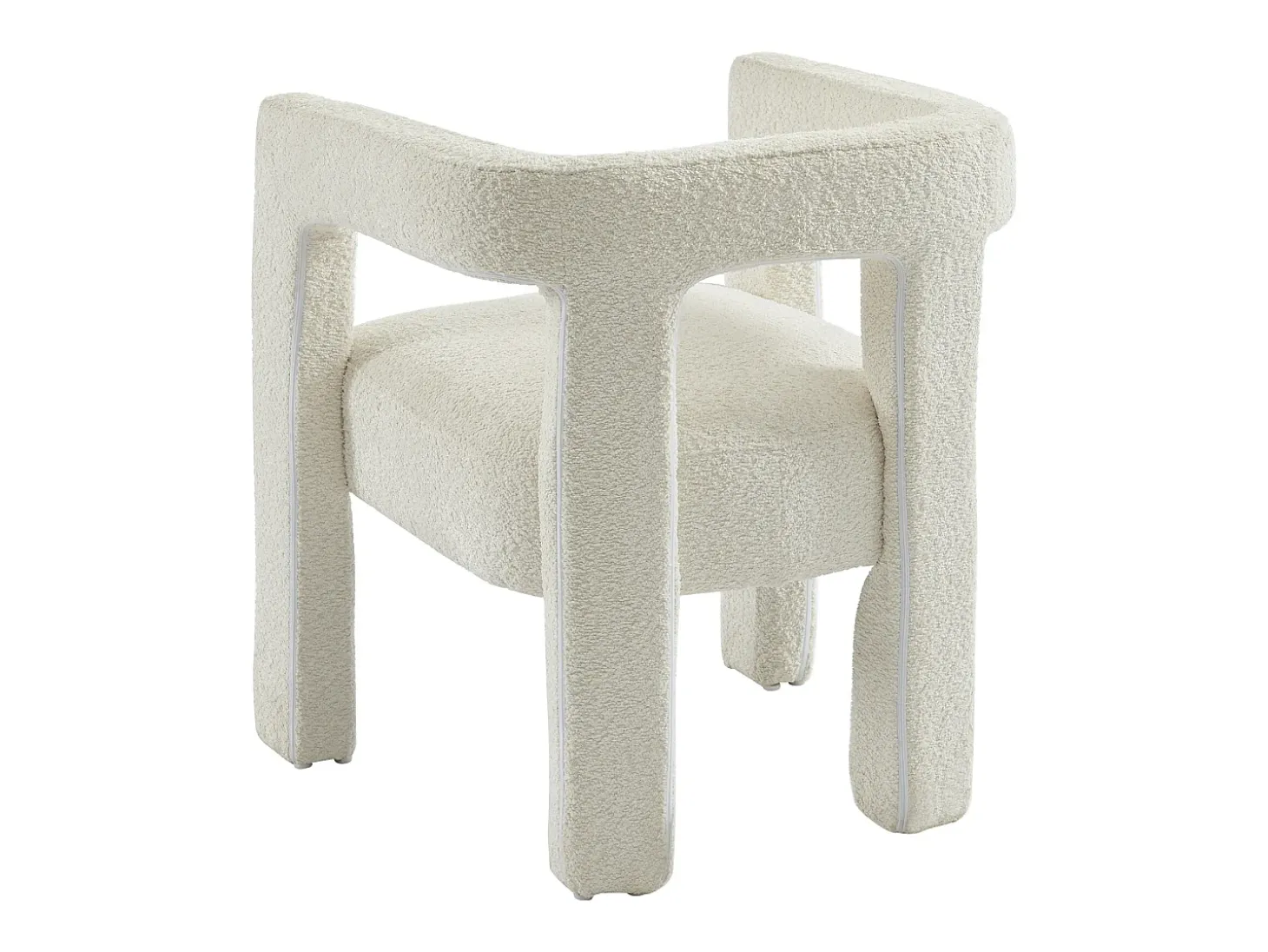 Silla con brazos de tela bouclé y metal - Blanco - SOFANA