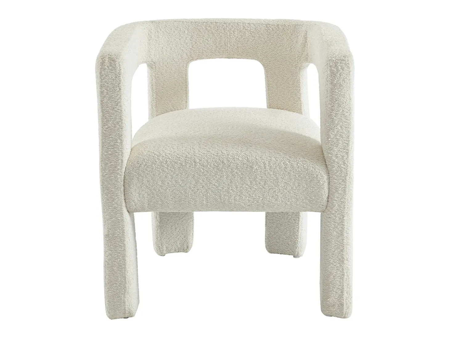 Silla con brazos de tela bouclé y metal - Blanco - SOFANA