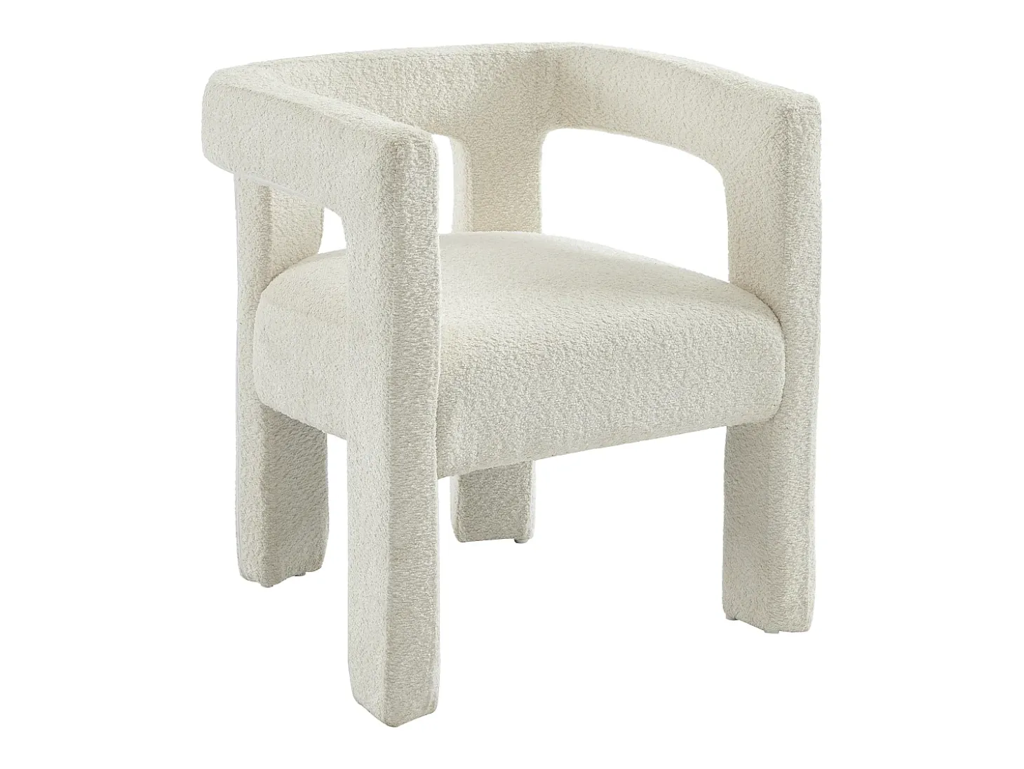 Silla con brazos de tela bouclé y metal - Blanco - SOFANA