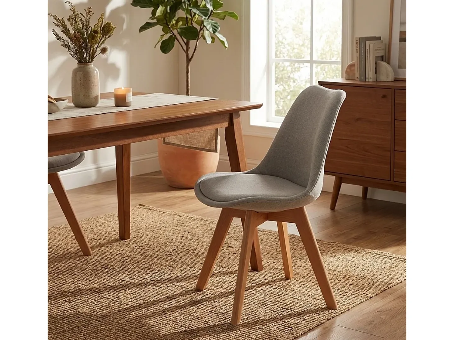 silla con cojín de tejido nórdico Goblet nordica plus para cocina y bar - Gris