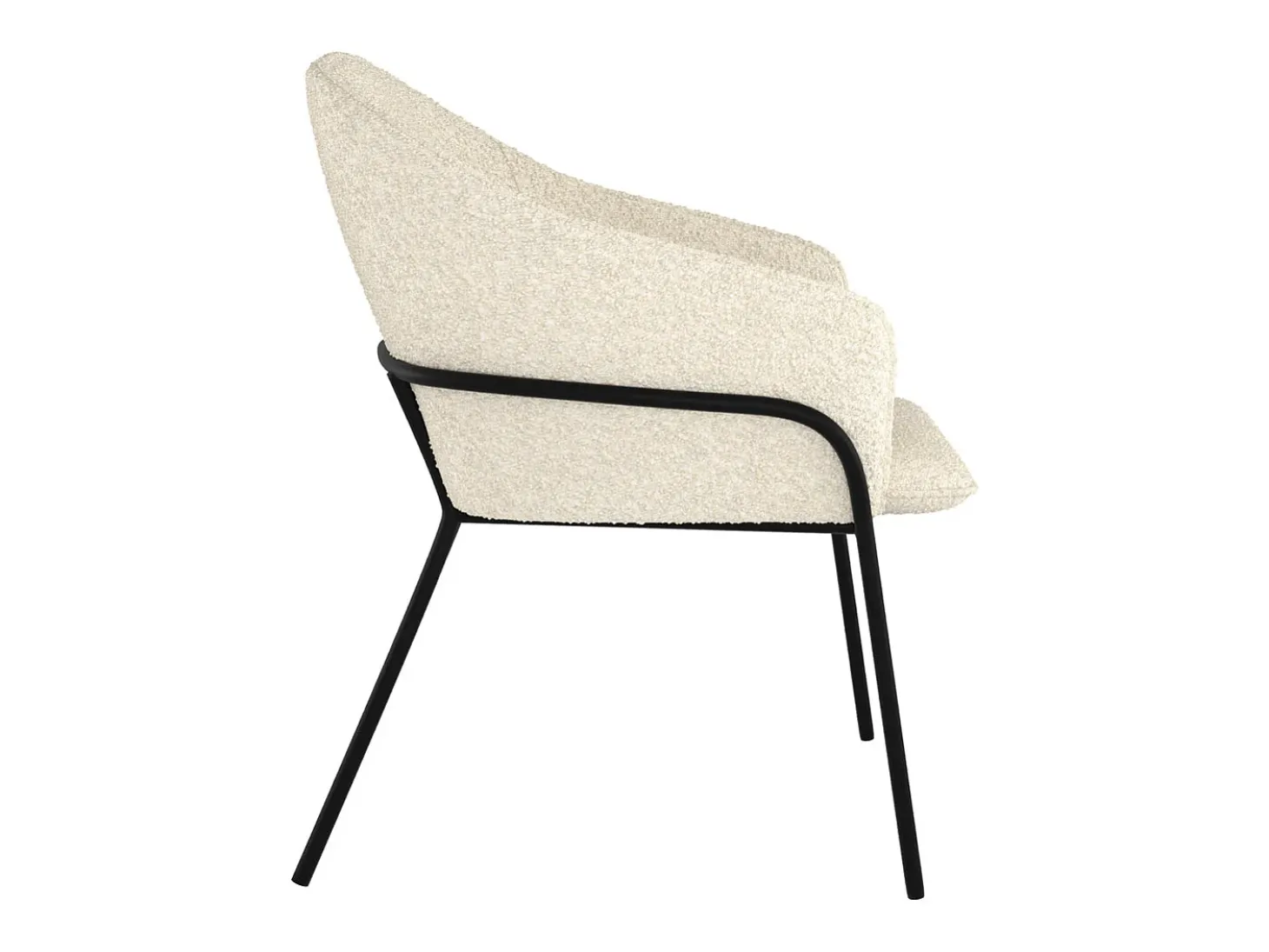 Silla con efecto bouclette de lana blanca y patas de metal - Toscane