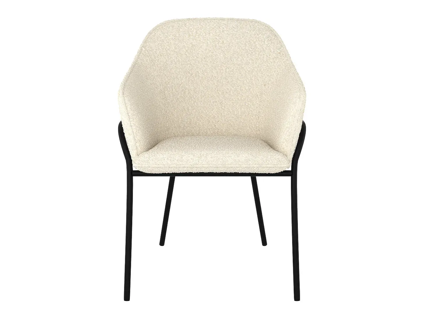 Silla con efecto bouclette de lana blanca y patas de metal - Toscane