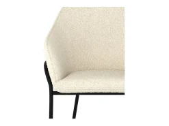 Silla con efecto bouclette de lana blanca y patas de metal - Toscane